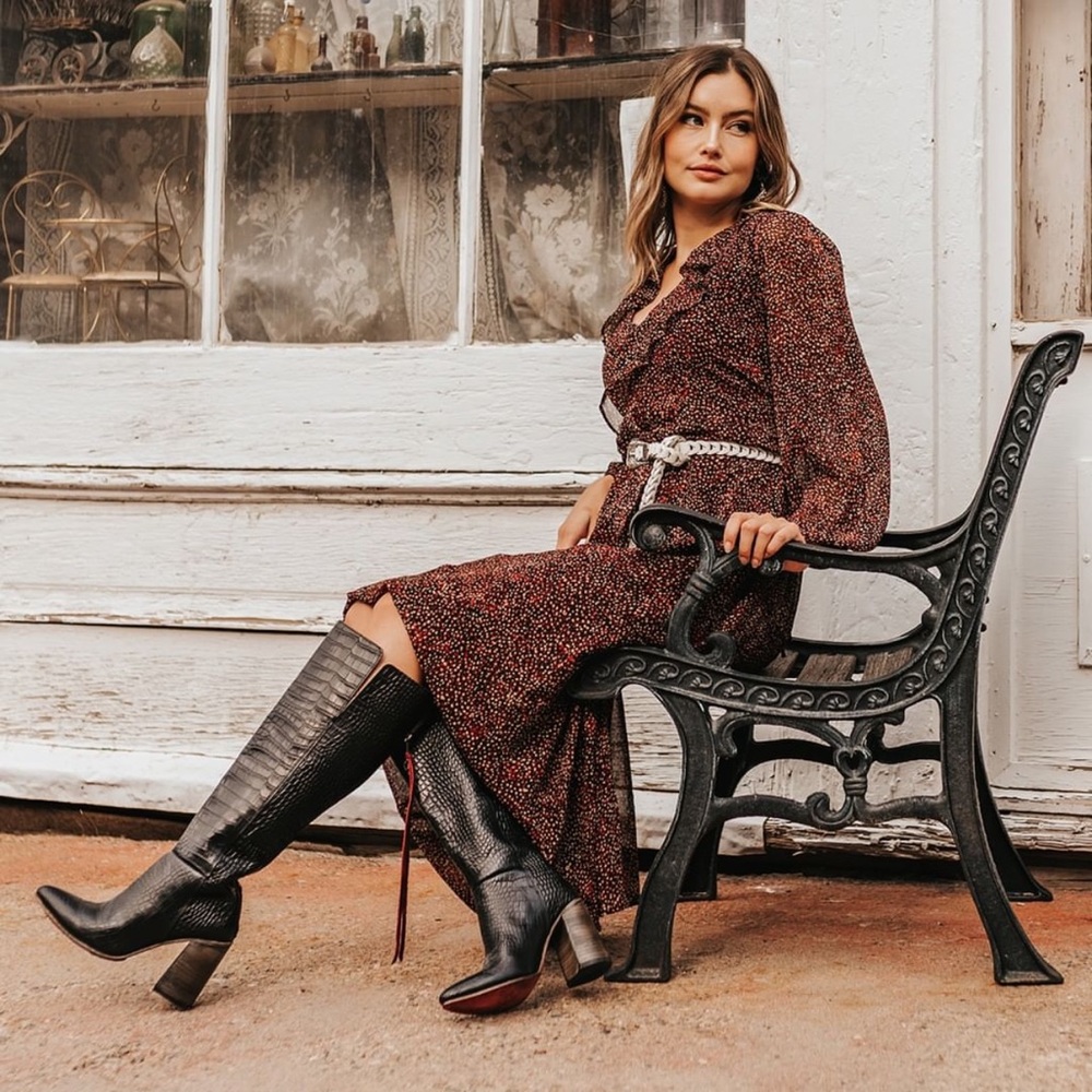 FREEBIRD Jasper Black Croc Leather Boot